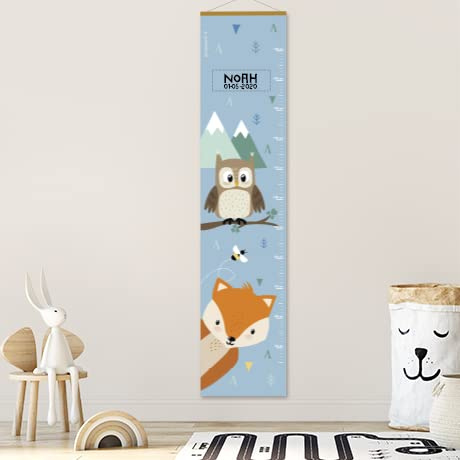 Gutmarkiert Messlatte für Kinder personalisiert - mit Namen & Geburtsdatum | Süße Wachstumsmesser fürs Baby- und Kleinkinderzimmer aus Papier zum Aufhängen - Motiv Fuchs für Kinderzimmer