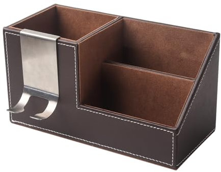 WAYIFON Schreibtisch Organizer, PU Leder Stiftehalter Schreibtisch, Büroorganizer mit 3 Speicherabteil, Multifunktionaler Stifte Organizer, Büro Organizer Bürobedarf für Büro Zuhause Schule,Braun