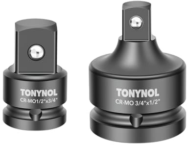 TONYNOL Impact Socket Adapter and Reducer Set,2pc,3/4to 1/2 & 1/2to 3/4 Drive Socket Adapter Set, Cr-Mo Steel,Enhances Impact Driver Conversions, For Auto and Construction Use.