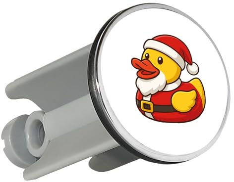 Huuraa Waschbeckenstöpsel Quietscheente Nikolaus Weihnachtsmann Geschenk | Universal Stopfen 4cm höhenverstellbar Abflussstopfen Geschenkidee Stöpsel mit Motiv für das Waschbecken
