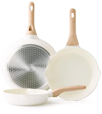 Kordisen Set di Padelle in Ceramica a Induzione 24/28/32 cm, Set di Padelle Antiaderenti, Sane e Atossiche, Senza PFOA e PFAS
