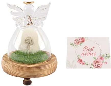 Gorise Dandelions in Glass Bottle. Wishing Filling Decorative Glass Lamp. Angel Decorations. Wildflowers. Romantic Gift for Ladies, Sisters, Grandma, Grandparents Gift
