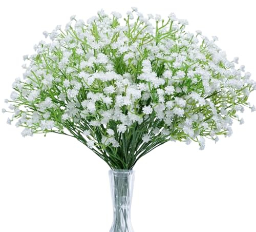 MHDAMAI Flores Artificiales de Gypsophila,Ramos de Flores Artificiales de Gypsophila 10 Piezas Bebés Aliento Gypsophila Paniculata Plantas Falsas para Boda,Fiesta Nupcial,Decoración del Hogar