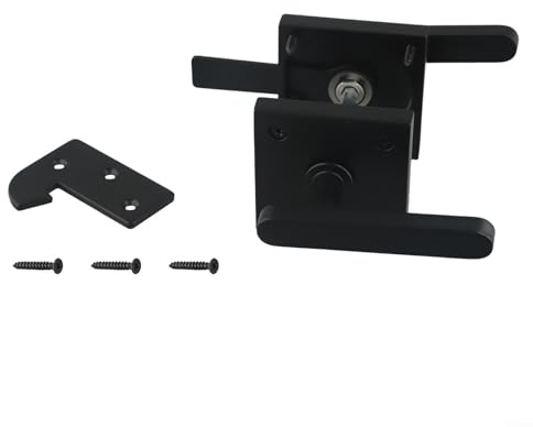 Pumixiy Gebauter doppelseitiger Riegel, Aluminium-Gartentorschloss, Hardware, schwarze Seite, Türriegel, Sicherheitszaun-Verschluss für Holzscheune, Terrassenschutz (schwarz)