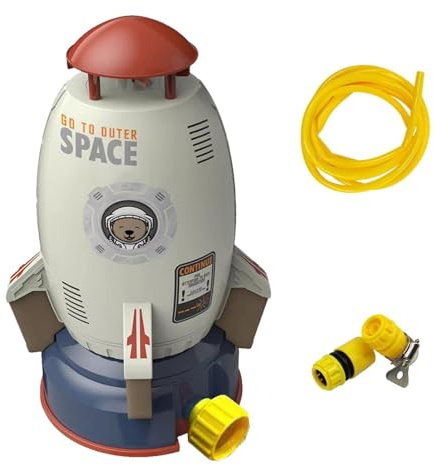 Generisch Rocket Wassersprinkler Kinder Outdoor, Rakete Wasserspielzeug Garten, Weiß, Unisex-Kinder, 144+ Monate, 2 Sprinklerköpfe & 3m Wasserpfeife
