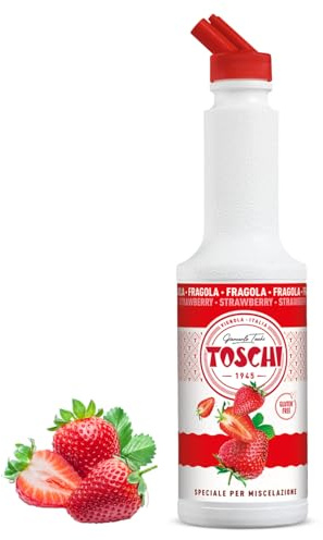 Toschi® | Préparation pour boisson à la fraise, base de jus et de purée de fraise | Sirop sans alcool à mélanger, idéal pour les cocktails et les long drinks – 1 litre
