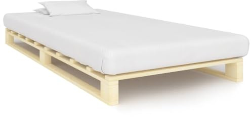 Qnhdfrt Letto per pallet in legno massello di pino 90 x 200 cm, struttura per letto in legno di pino naturale, con doghe robuste, robusto e durevole, per camera da letto, letto degli ospiti, letto per