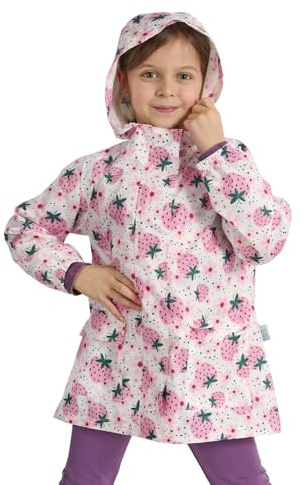 PERLETTI Chubasquero Impermeable Niña 4 5 6 7 Años - Capa de Chuva Niñas con Capucha Cremallera y Botones a Presión - Poncho Lluvia Chaqueta Cortaviento Extensible por Detrás Bolsillos Frontales