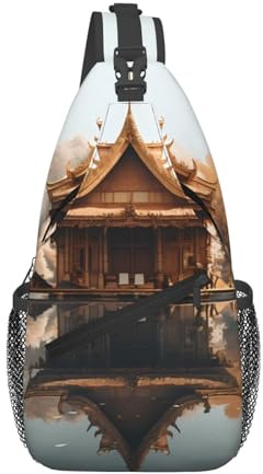 WZYWHJ Petit pavillon sur le lac - Sac à bandoulière décontracté pour homme - Grande capacité de stockage - Bandoulière réglable