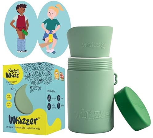 KIDDIWHIZZ Portable Toilet/Travel Potty Holiday Essentials for Kids - Ideal for Potty Training, Camping, Car Journeys & Travel - Unisex Silicone Pee Bottle - Portable & Leakproof - 250ml