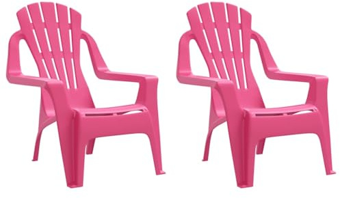 YUTAASU Set di 2 sedie da giardino per bambini, in polipropilene, effetto legno, rosa, 37 x 34 x 44 cm, per giochi e fai da te