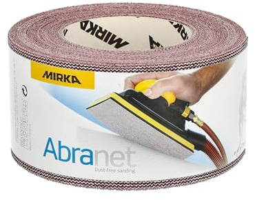 Mirka Abranet Rouleau de ponçage filet 75 mm x 10 m autoagrippant/grain P80 / 1 rouleau/pour poncer le bois, le mastic, la peinture, le plastique / 545BI001803R