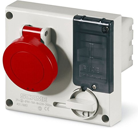 SCAME Omnia – Base/S IP44 3-polig + Erde 16 A 380 – 415 V mit Sicherungshalter