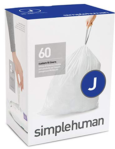 simplehuman Code J Lot de 3 paquets de 60 sacs poubelle personnalisés, 30-45 litres