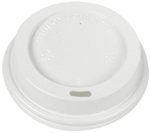 We Can Source It Ltd - 12oz /16oz (90mm) SIP Through PET Plastic Coffee Cup Lids for Paper Coffee Cups - Black or White Available! (White, 100)