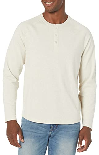 Amazon Essentials Camisa Henley de Manga Larga Hombre, Avena Mezcla, L