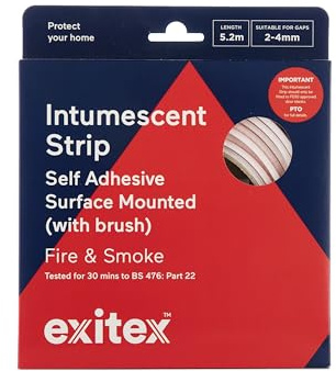 Intumescent Fire & Smoke Strip with Brush, 5.2m, 25x5mm (White)