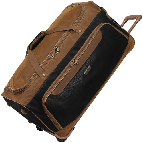 Rocklands® Lightweight Suede Wheeled Holdall Trolley Suitcase Large Duffle Travel Bag with Telescopic Handle (Large - 32 (H82xW42xD40 cm), Black)