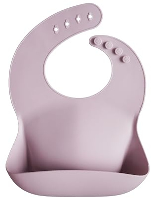 mushie Bavoir Bébé en Silicone | Bavoirs Imperméables Réglables | Bavoirs Faciles à Essuyer | 4 Tailles Réglables Avec Poches Avant Profondes | 100% Sans BPA et Phtalate | Pale Mauve