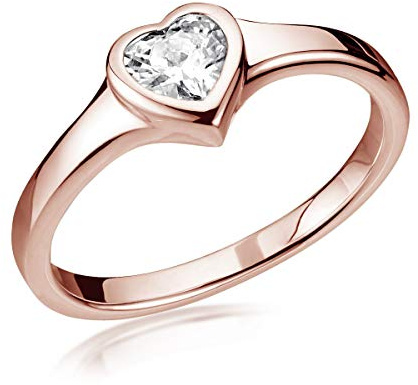 MATERIA by Matthias Wagner Herz Ring Silber 925 mit Zirkonia weiß für Damen und Mädchen