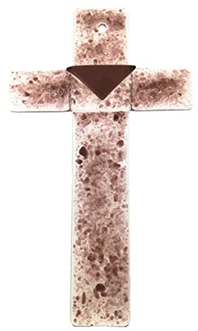 Glaskreuz Wandkreuz aus Fusing Glas Design Bordeaux