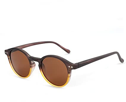 ZENOTTIC Sonnenbrille Polarisiert Rund Retro Klassisch UV 400 Schutz Vintage Rahmen f¨¹r Herren Damen ¡ (BRAUN + TEE)