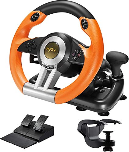 PXN V3 Pro Volant De Course 180°,Retour de Vibratoire, Avec Pédales, Palettes de changement de Vitesse pour PC/PS3/PS4/Xbox One/Xbox Series/N-Switch-Orange