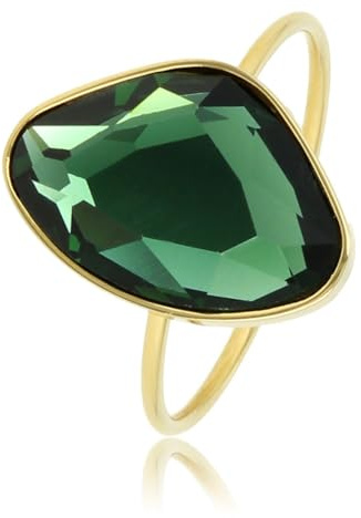 My Bendel Stylischer Ringe Für Damen | Glasstein in Grün, Quarz, Rot, Schwarz in Silber & Gold | Bleibt Schön Und Verfärbt Nicht | Stapelbare Ringe | Mit Luxuriöser Schmuck Geschenkverpackung