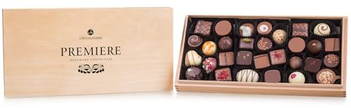 CHOCOLISSIMO Scatola di cioccolato - Regalo di praline - 30 cioccolatini fatti a mano in una scatola di legno - Idee regalo per uomini, donne, padri, madri, compleanni - Premiere Midi