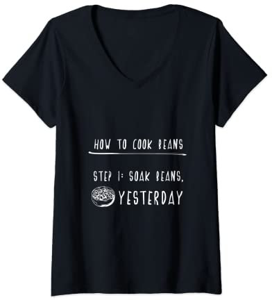 Womens This Is How To Cook Beans Edible Green Seed Bean V-Neck T-Shirt