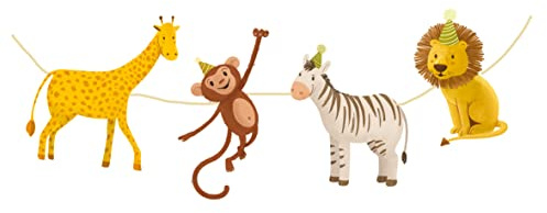 Safari Girlande zum Kindergeburtstag - Geburtstagsdeko - Wimpelkette Dschungel - Raum Dekoration