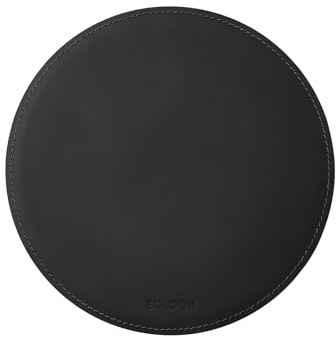 Eglooh - Atlante - Mauspad Rund aus Leder Schwarz cm 23x23 - Mousepad für Schreibtisch und Büro, handwerkliche Nähte und Rutschfester Boden - Made in Italy