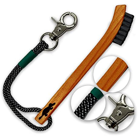 Platypus Golf Co. Hickory Wood Golfbürste und Rillenreiniger mit Paracord-Seil & Metallclip, Rutschfester Golfschlägerreiniger - Saubere Rillen ohne Beschädigung des Schlägergesichts, passt auf Jede | Steife Nylonborsten, rutschfester Griff, Paracord-Seil, Edelstahlclip, reinigt Golfschlägerrillen, passt auf jede Golftasche