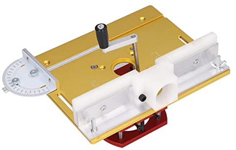 Sollevatore Universale per Router con Piastra Superiore Sollevamento Manuale Lavorazione del Legno Scanalatura Rifilatura Smussatura Piano del Tavolo con 4 Fori di Montaggio Corsa (Oro)