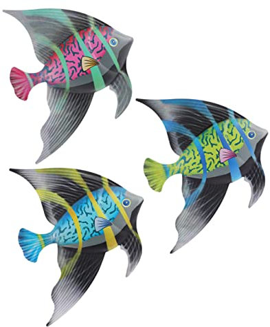 ifundom 3stücke Metallfisch Wandkunst Eisen Fisch Statue Wohnraum Dekoration Kinderzimmer Garten Innen Außen Bereich Design