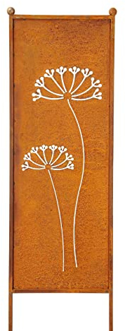 finehomegarden Stele Edelrost Sichtschutz Dolde H116cmxB32cm Windschutz Rost Dekowand Deko