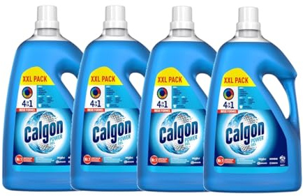 Calgon 4-in-1 Power Gel – Wirksam gegen Kalk, Schmutz, Gerüche und Korrosion – Schützender Wasserenthärter für die Waschmaschine – 4 x 3,75 l