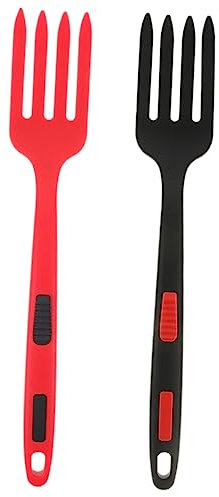jojofuny Fourchette En Silicone Multifonctionnelle 2 Pièces Noir Et Rouge, Accessoire Culinaire Ergonomique, Résistante à L'usure, Cuisine Ménagère Et Préparation De Pâtes