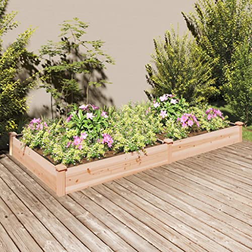 THOYTOUI Fioriere da giardino,Cassette per piante da esterno,Terrazza balcone patio,per la coltivazione di fiori,Verdure,Fioriera Rialzata Giardino Fodera 240x120x25 cm Massello Abete