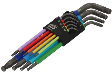 Bahco C1997LM/9P 9 Piece Metric Long Ball End Coloured Hexagon Allen Key Set 1.5-10mm