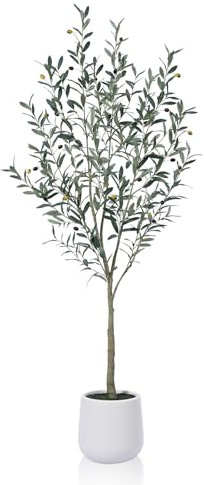 Kazeila Artificial Olive Tree 180cm Artificial Plants Indoor,Faux Olive Tree for Home Office Balcony Bathroom Decor(1Pack)