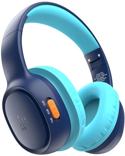 Tronsmart KH02 Casque Bluetooth Enfant, Audio à Volume Limité 74/85/94 DB, Pliable Avec Microphone Intégré, Sans Fil Bluetooth 5.3 Pour Étude, Voyage, Bleu