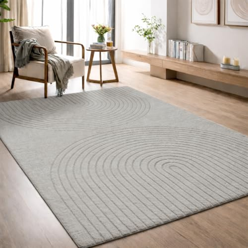the carpet Elisa moderner Wohnzimmer Teppich, geometrisches Design, hohe Flordichte und angenehm weich, Grau, 120 x 160 cm