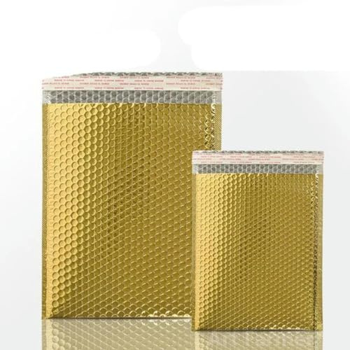 50 Stück goldene Briefumschläge, Taschen für Versandtaschen, gepolsterte Verpackung, wasserdichte Verpackungstasche, goldfarben, 15 x 20 cm