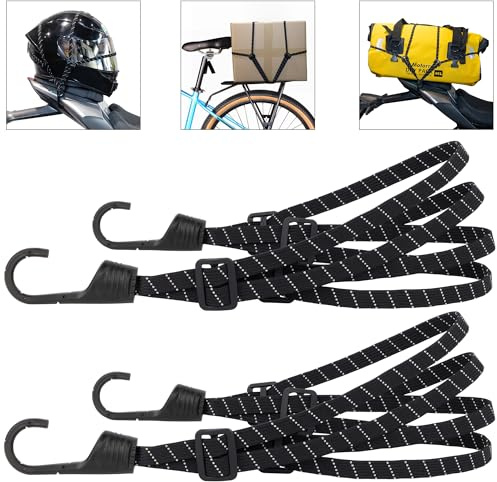Aibeli 2 Stück Gepäckspanner, Expander mit Haken, Spanngurte mit Haken | Spanngurte Kurz Mit 4 Schiebeschnalle, Spanngurt Fahrrad, Gepäckträger Spanngurt für Motorrad Fahrrad usw
