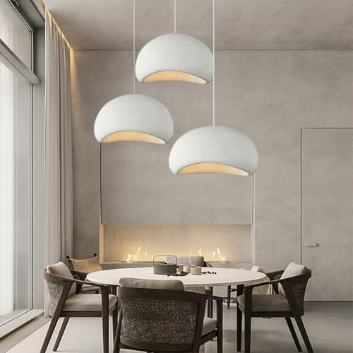 HEYUN Lampe Suspendue Wabi-sabi Blanche E27 Lampes Suspendues Lumières De Restaurant Lampe À Suspension De Bar Créative Style Pour Salle À Manger Salon De Thé Salon Café Cuisine(A1)