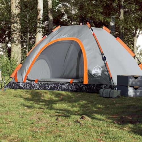 Tino Tech Tente de camping pour 5 personnes - 300 x 300 x 185 cm - Coupe-vent - Tente familiale - Grande tente à lancer pour famille - Tente de trekking - Polyester - Gris