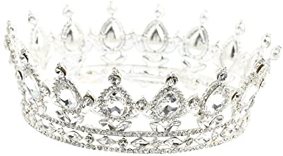 MERRYHAPY Strasskrone Aus Kronenlegierung Glänzend Dekorativ Für Frauen Silberfarben Hochwertiges Kopfschmuck Hochzeit Und Alltag
