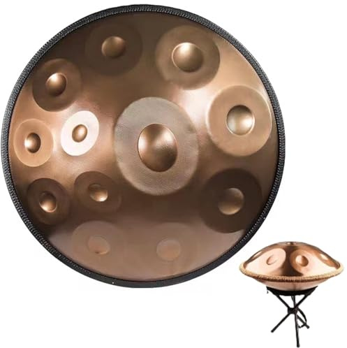 22 Zoll Stahlhandtrommel 9/10/12 Töne D-Moll 432 Hz/440 Hz Handpan-Trommel Instrument Für Erwachsene(Gold,12-Note (440Hz))