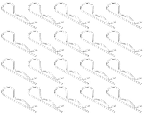 sourcing map 20 Stück 4 mm x 85 mm verzinkter Karbonstahl R-förmige Federspinte R-Clips Splinte Federverschluss für Haushaltsgeräte, Sportgeräte, Automechaniker-Reparatur (weiß)